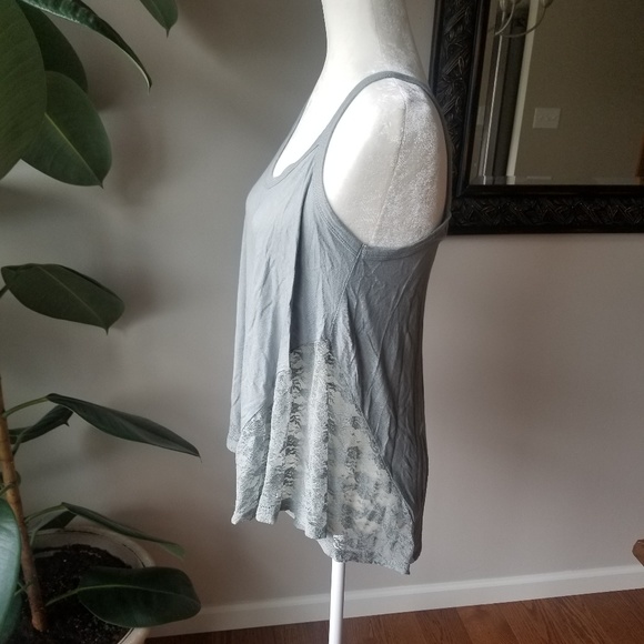 Tresics Tops - Gorgeous Grayish Green Tank with Lace Panels